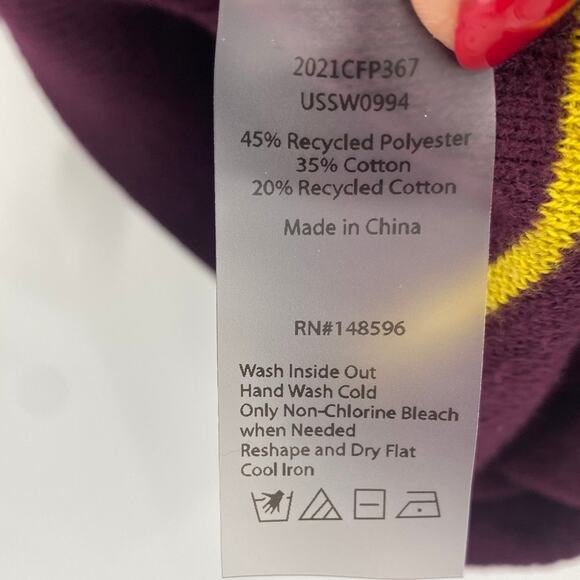 Universal Standard Eco Striped Sweater Turtleneck Striped Burgundy Yellow 18 20 - Picture 8 of 9